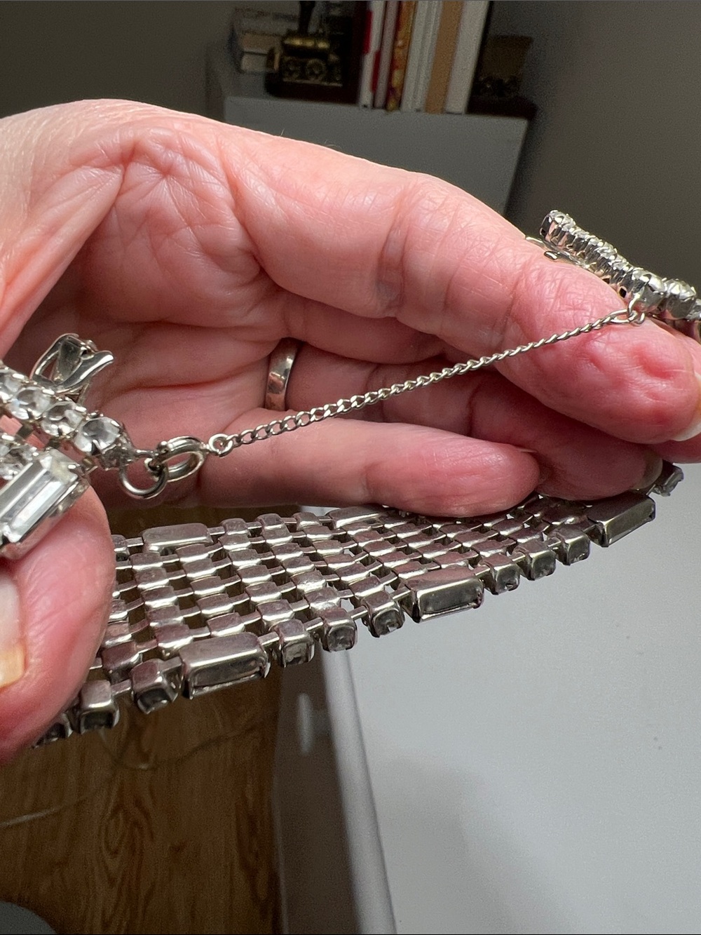Sparkly Crystal Multi-Row Statement Bracelet - Silver - Vintage - Picture 6 of 16